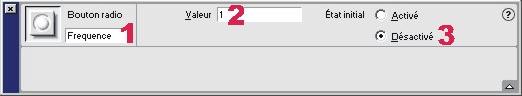 Param&egrave;tre du bouton radio